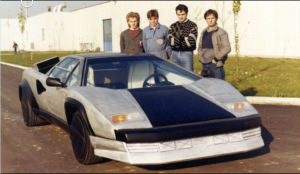 Horacio Pagani (first from right) with a developmental Countach